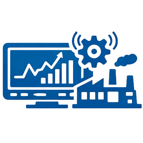An icon depicting an SPC system that supports continuous monitoring of production process stability.