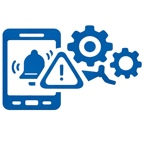 An icon illustrating statistical process control in manufacturing with notifications about changes in the process.