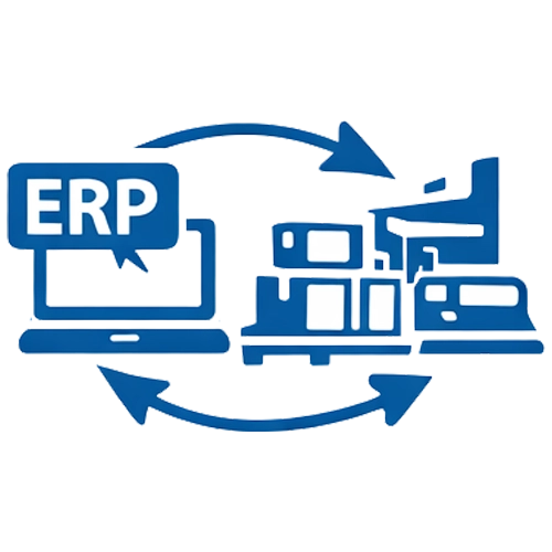 Ikona przedstawiająca program do zleceń produkcyjnych zapewniający spójność danych między ERP, magazynem i produkcją