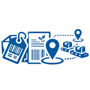 Material flow and process icon – traceability in manufacturing helps track the flow of materials and products while keeping the process fully transparent.