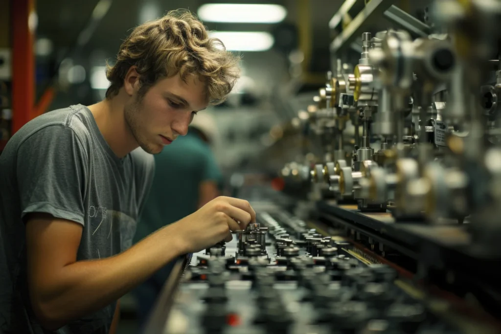 8 wastes of lean – the system won’t tell you the cause of waiting
(photo of an employee at a machine)