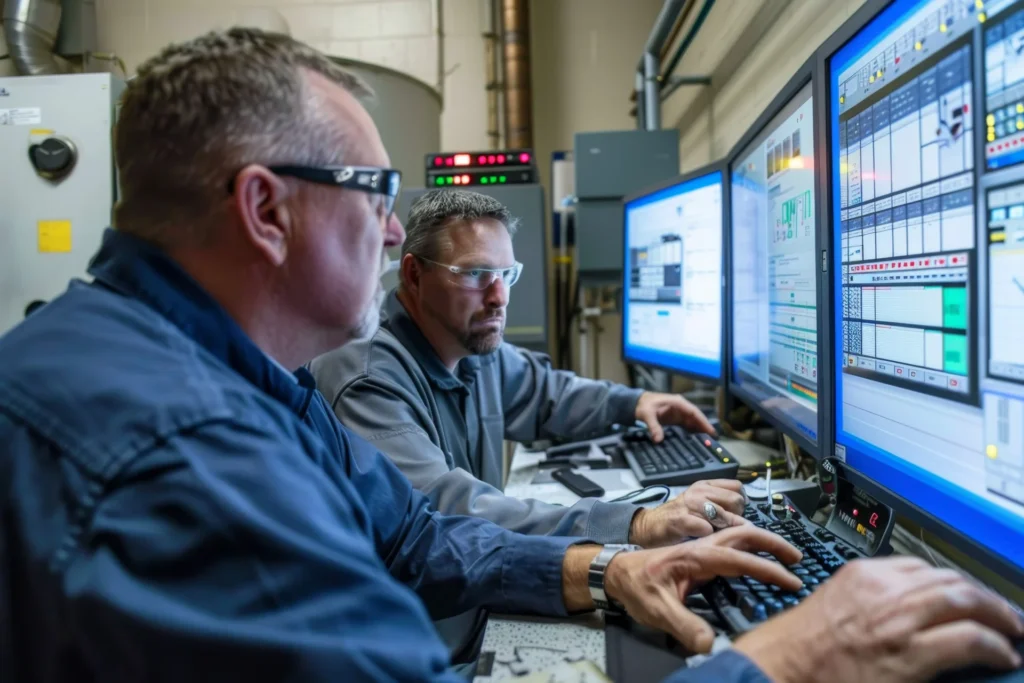 SCADA system migration - a more stable environment and less manual work (photo of operators at their monitors)